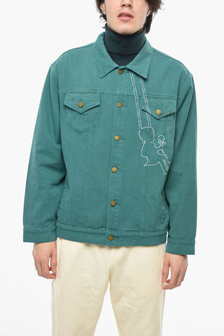 Contrasting Embroidered Detail Denim Jacket