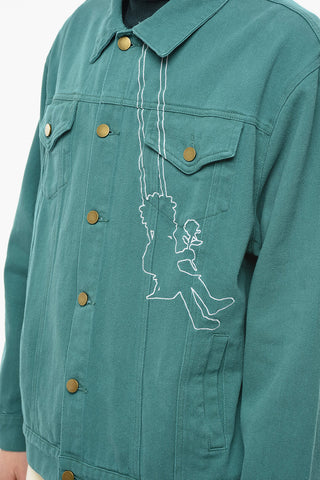 Contrasting Embroidered Detail Denim Jacket