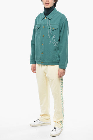 Contrasting Embroidered Detail Denim Jacket