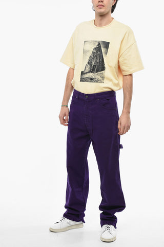 Solid Color JOHN Jeans with Frayed Hem 23cm