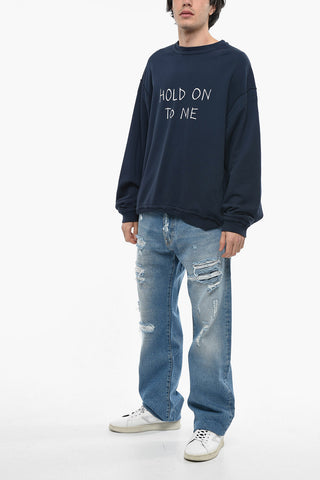 Brushed Cotton Sweatshirt with Dropped Shoulders