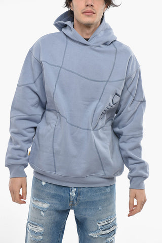 Fleece Cotton Hoodie with Visible Stitchings