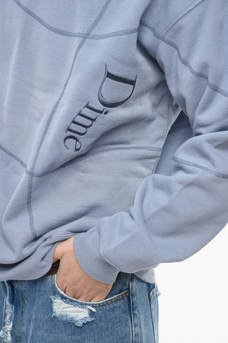 Fleece Cotton Hoodie with Visible Stitchings