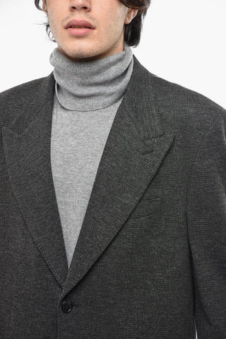 Single-breasted District Check Blazer with Peak Lapel