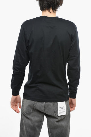 Crew Neck Long-sleeved T-Shirt with Logo Patch