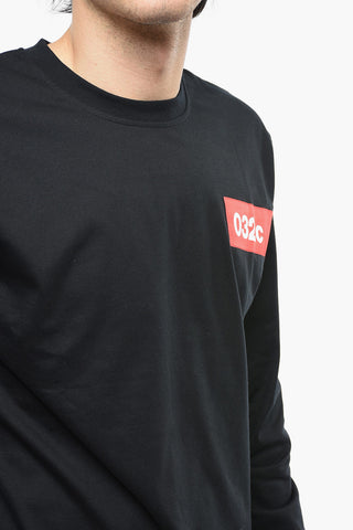Crew Neck Long-sleeved T-Shirt with Logo Patch