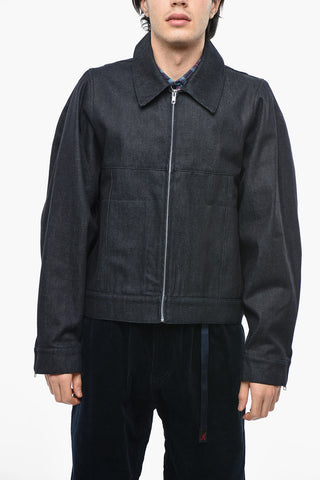 Giubbotto in Denim con Zip Sulla Manica