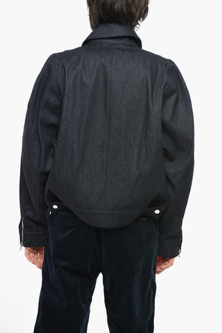 Giubbotto in Denim con Zip Sulla Manica