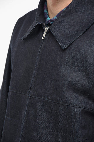 Giubbotto in Denim con Zip Sulla Manica