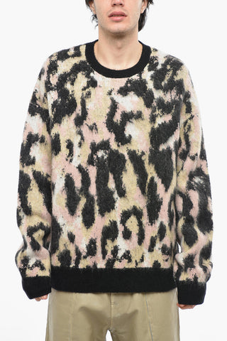 Oversized Fit Alpaca Blend Sweater with Animal Pattern