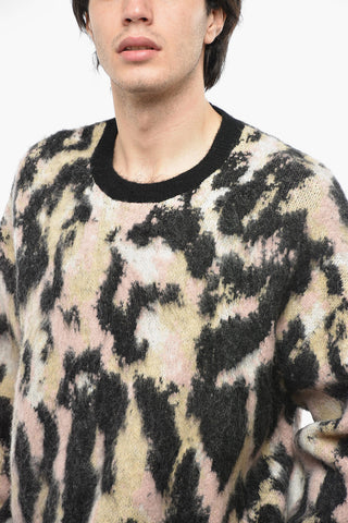 Oversized Fit Alpaca Blend Sweater with Animal Pattern