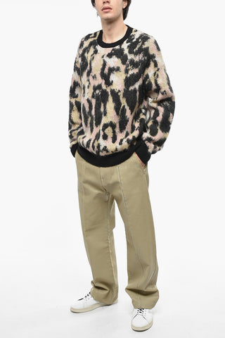 Oversized Fit Alpaca Blend Sweater with Animal Pattern