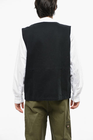 Gilet in Canvas con Zip Front e Tasche a Toppa
