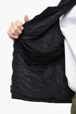Gilet in Canvas con Zip Front e Tasche a Toppa