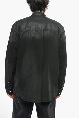 Coated Denim Overshirt with Maxi Pockets
