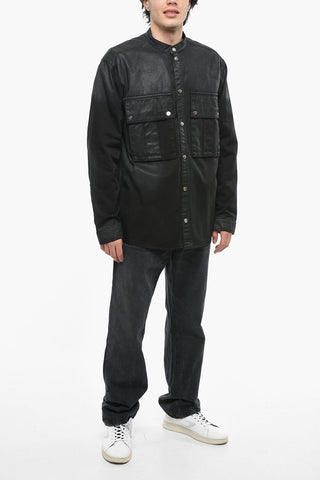 Coated Denim Overshirt with Maxi Pockets