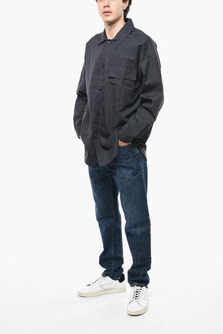 Spread Collar Cotton Utility Shirt