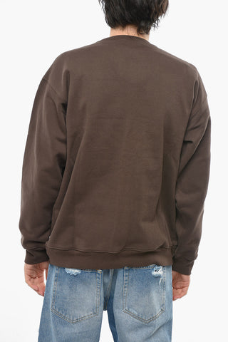 Logoed Fleece Cotton Crew-neck Sweatshirt