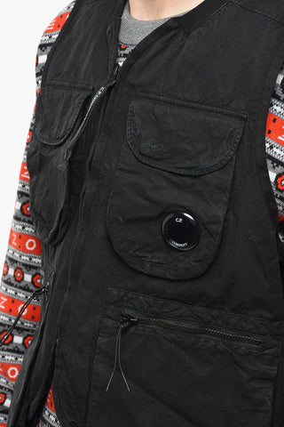 Zip Closure Cotton Vest with Utility Pockets
