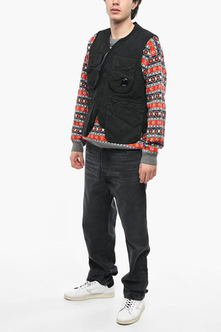 Zip Closure Cotton Vest with Utility Pockets