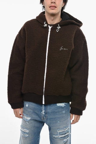 Bomber Teddy in Misto Lana con Zip a Contrasto