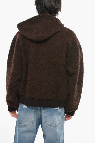 Bomber Teddy in Misto Lana con Zip a Contrasto