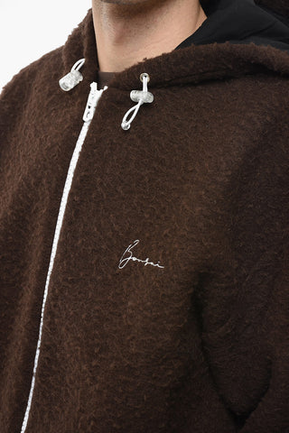 Bomber Teddy in Misto Lana con Zip a Contrasto