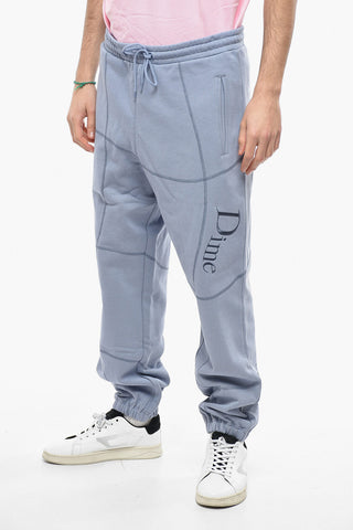 Joggers in Cotone Felpato con Cuciture a Vista