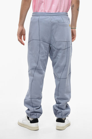 Joggers in Cotone Felpato con Cuciture a Vista