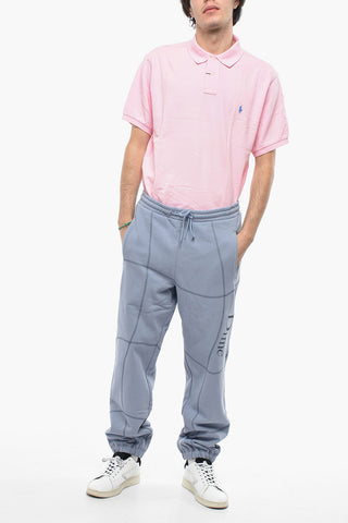Joggers in Cotone Felpato con Cuciture a Vista