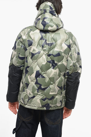 Hooded Geometric Patterned Down Jacket