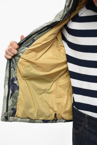 Hooded Geometric Patterned Down Jacket