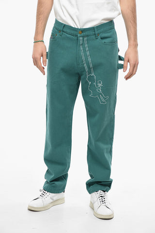 Twill Cotton 5 Pockets Pantswith Golden Button