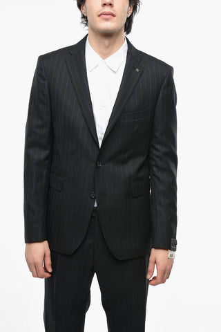Virgin Wool Single-breasted Suit with Striped Pattern