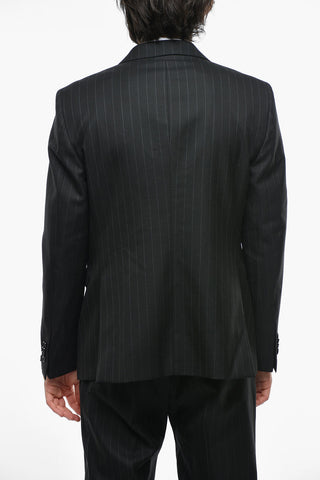 Virgin Wool Single-breasted Suit with Striped Pattern