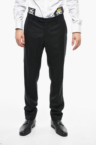 Virgin Wool Single-breasted Suit with Striped Pattern