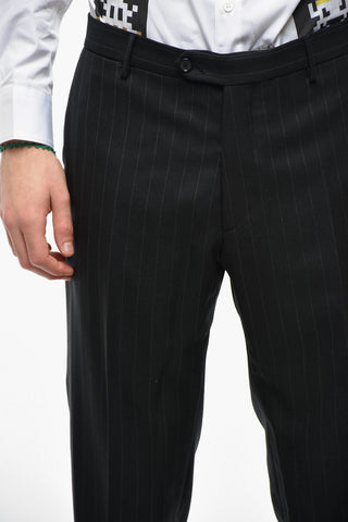 Virgin Wool Single-breasted Suit with Striped Pattern