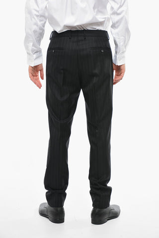 Virgin Wool Single-breasted Suit with Striped Pattern