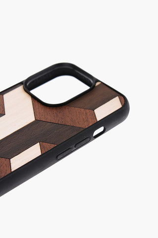 Geometrical-Motif Wooden TUMBLE Iphone 13 Pro Max Hard Case