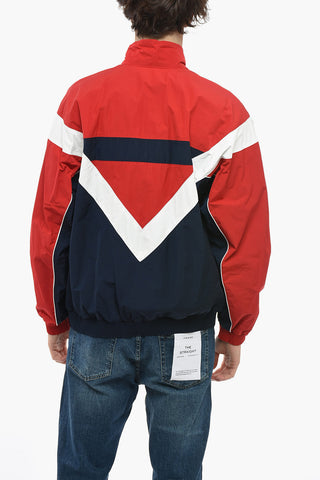 Tricolor Windbreaker Jacket with Logo Print
