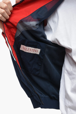 Tricolor Windbreaker Jacket with Logo Print