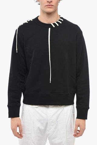 Felpa Girocollo in Cotone con Dettagli Lace-up