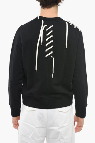 Felpa Girocollo in Cotone con Dettagli Lace-up