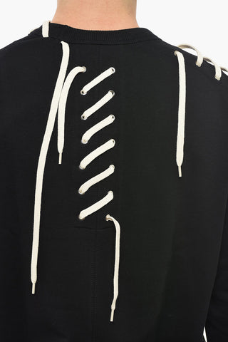 Felpa Girocollo in Cotone con Dettagli Lace-up