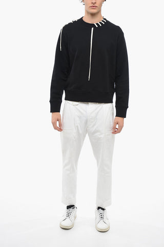 Felpa Girocollo in Cotone con Dettagli Lace-up