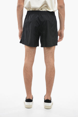 Solid Color Nylon Shorts with Contrasting Details