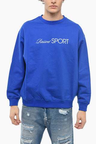 Brushed Cotton Crew-neck Sweatshirt with Contrasting Print