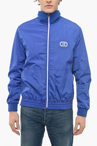 Nylon Windbreaker Jacket with Logo Patch