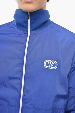 Nylon Windbreaker Jacket with Logo Patch