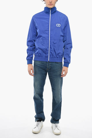 Nylon Windbreaker Jacket with Logo Patch